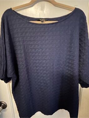 IMAN Medium Blue Textured Wide Tee NWOT
